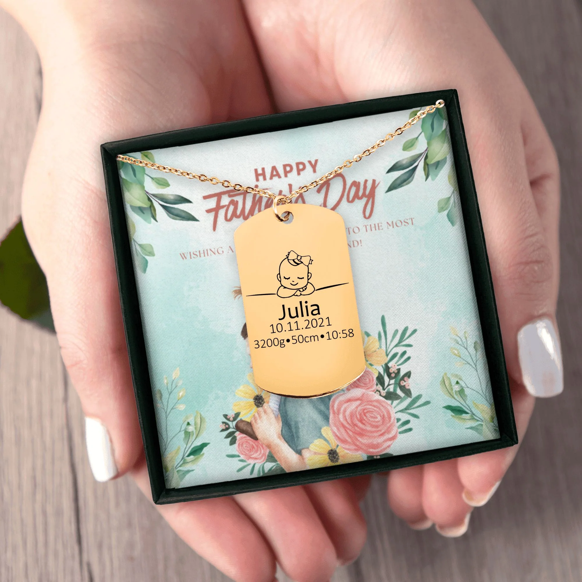 Birth Details Tag Gift with Custom Message Card  + - Image 8