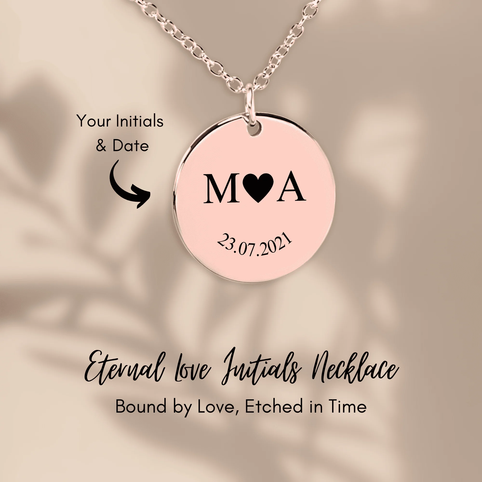 Etched In Time Initials Necklace  + - Image 7