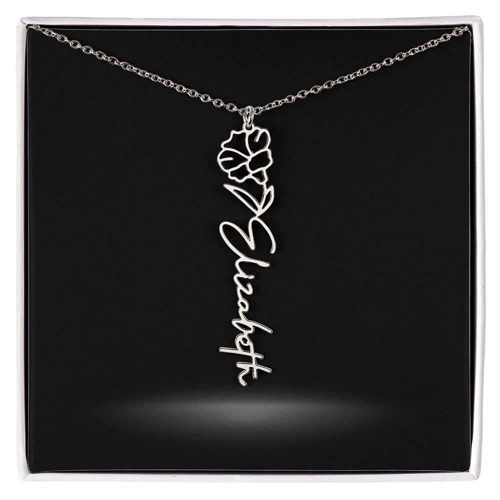 Flower Month Name Necklace and Personalized Card - Image 10