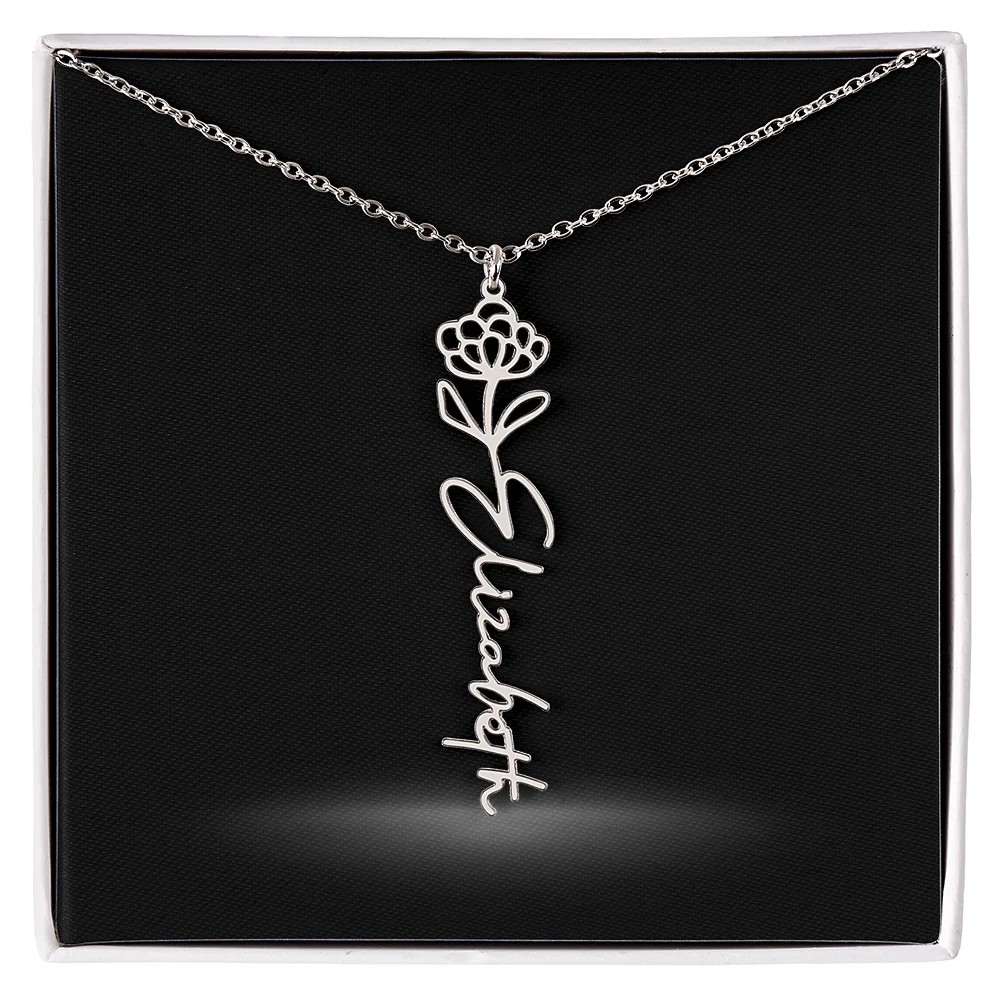 Flower Month Name Necklace and Personalized Card - Image 12