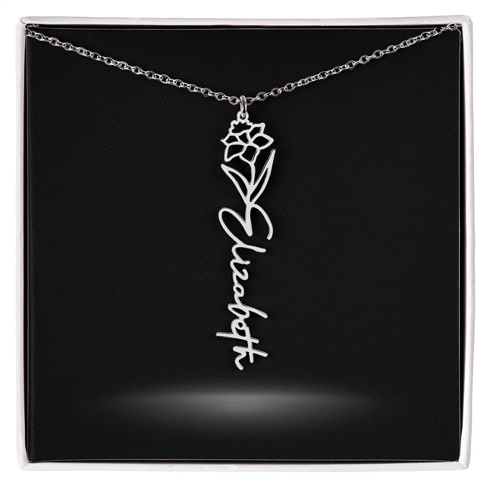 Flower Month Name Necklace and Personalized Card - Image 13