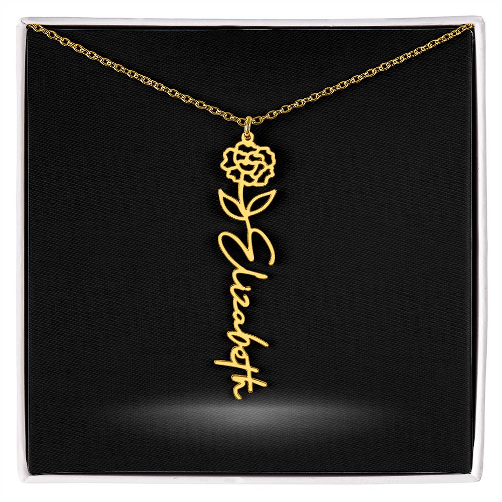 Flower Month Name Necklace and Personalized Card - Image 14