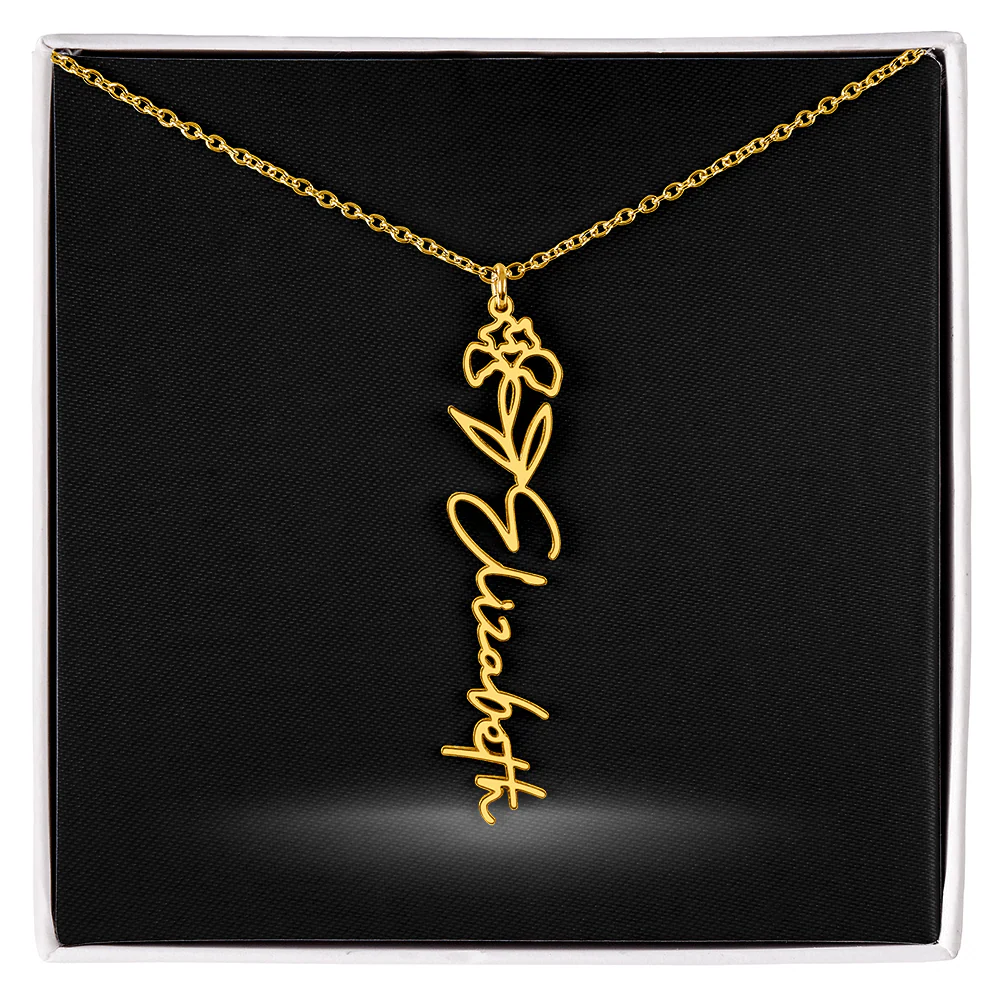 Flower Month Name Necklace and Personalized Card - Image 15