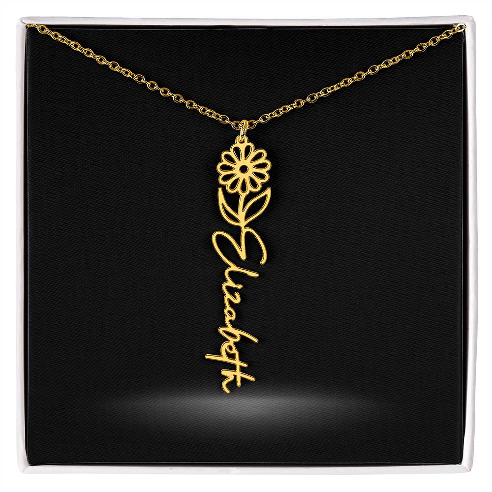 Flower Month Name Necklace and Personalized Card - Image 17