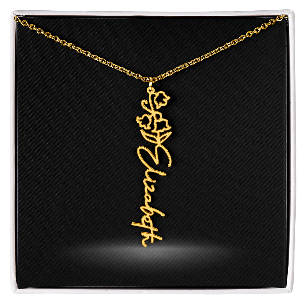 Flower Month Name Necklace and Personalized Card - Image 18