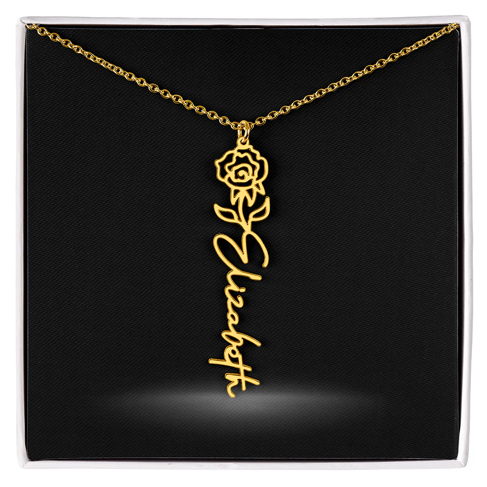 Flower Month Name Necklace and Personalized Card - Image 19