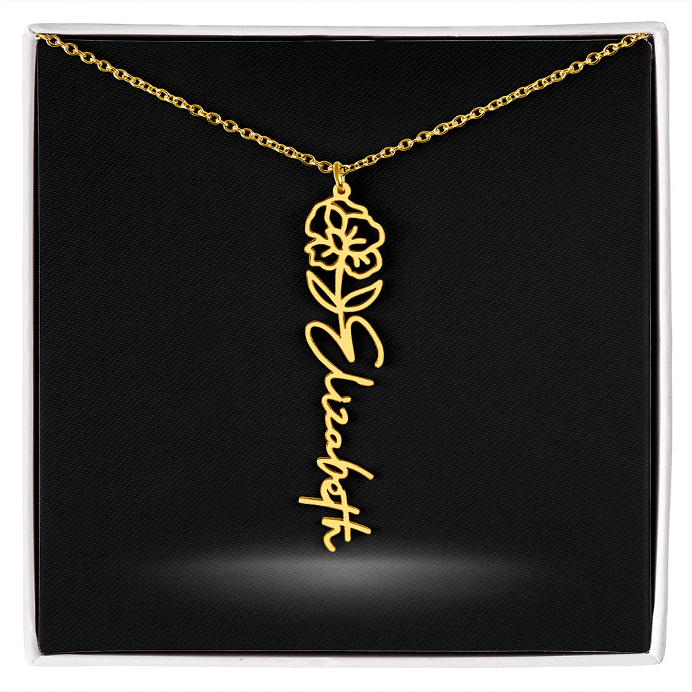 Flower Month Name Necklace and Personalized Card - Image 21