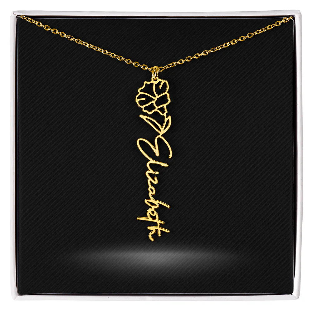 Flower Month Name Necklace and Personalized Card - Image 22