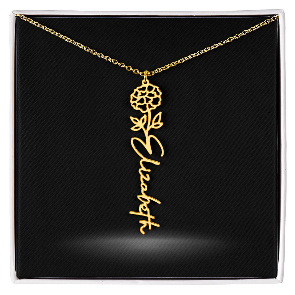 Flower Month Name Necklace and Personalized Card - Image 23