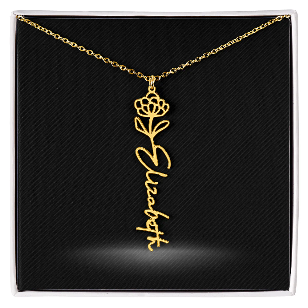 Flower Month Name Necklace and Personalized Card - Image 24