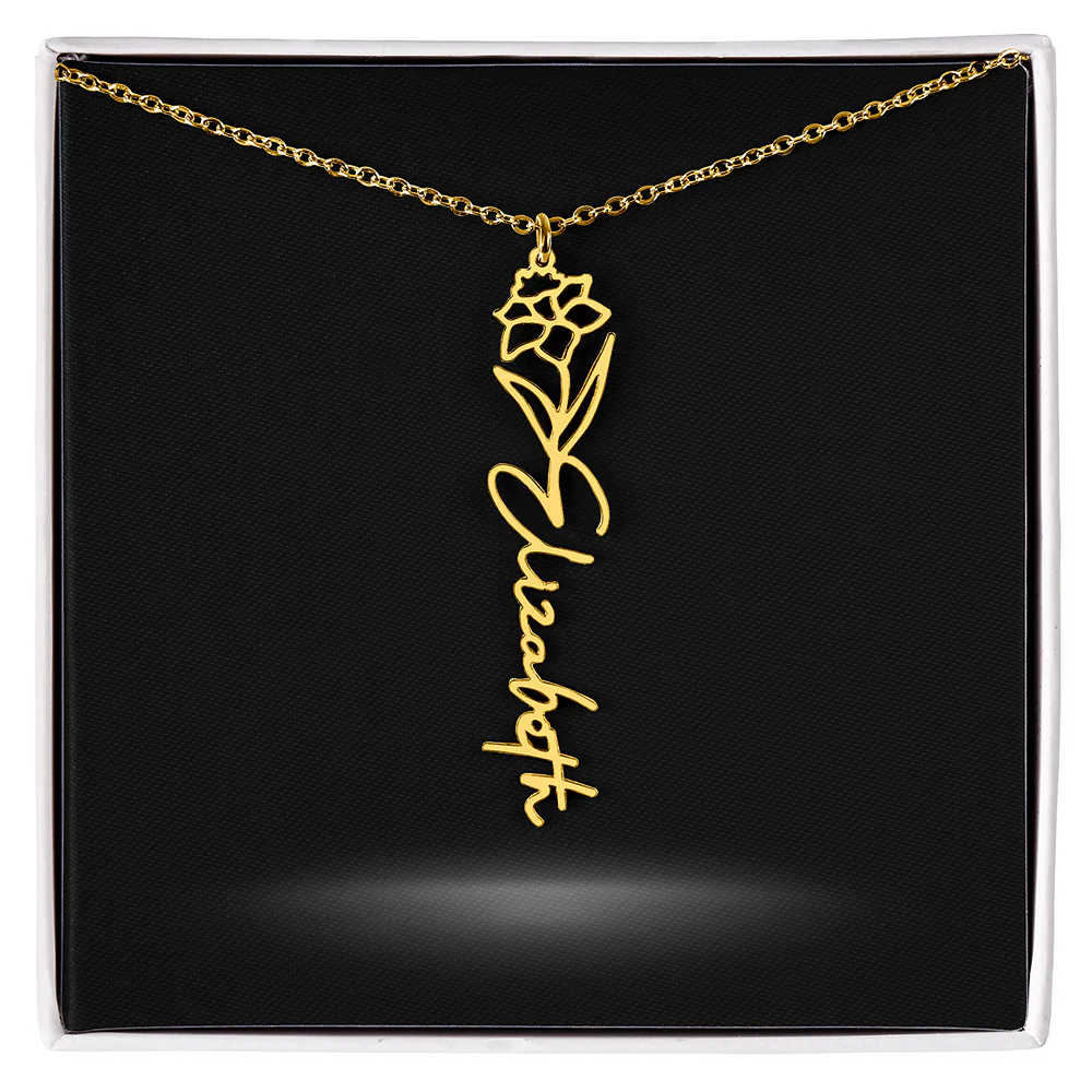Flower Month Name Necklace and Personalized Card - Image 25
