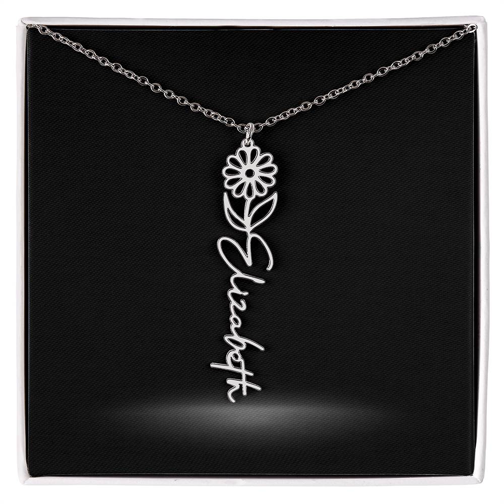 Flower Month Name Necklace and Personalized Card - Image 5