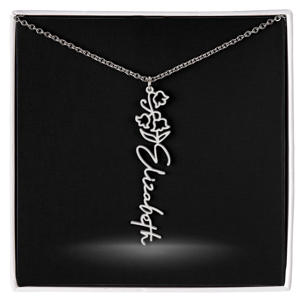 Flower Month Name Necklace and Personalized Card - Image 6