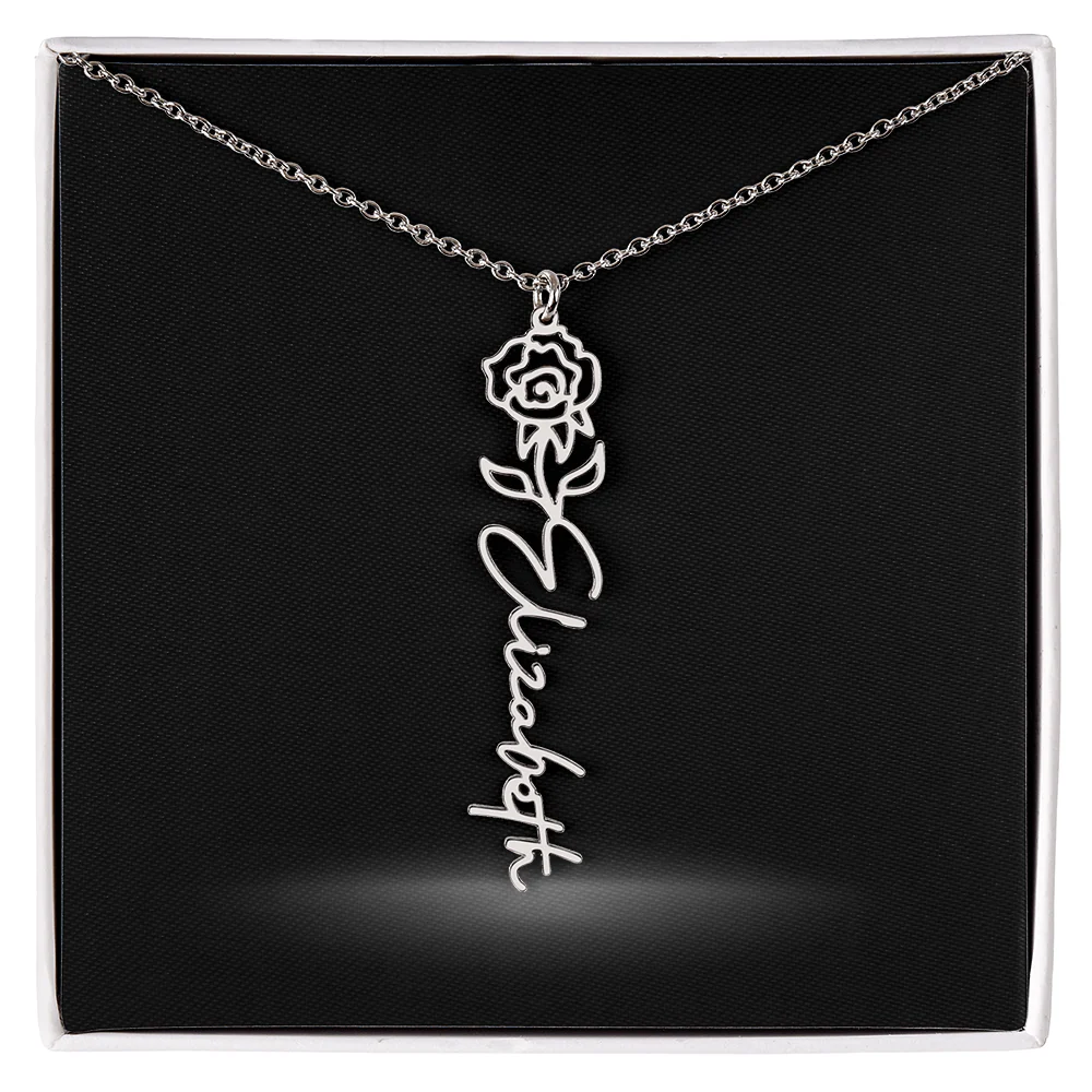 Flower Month Name Necklace and Personalized Card - Image 7
