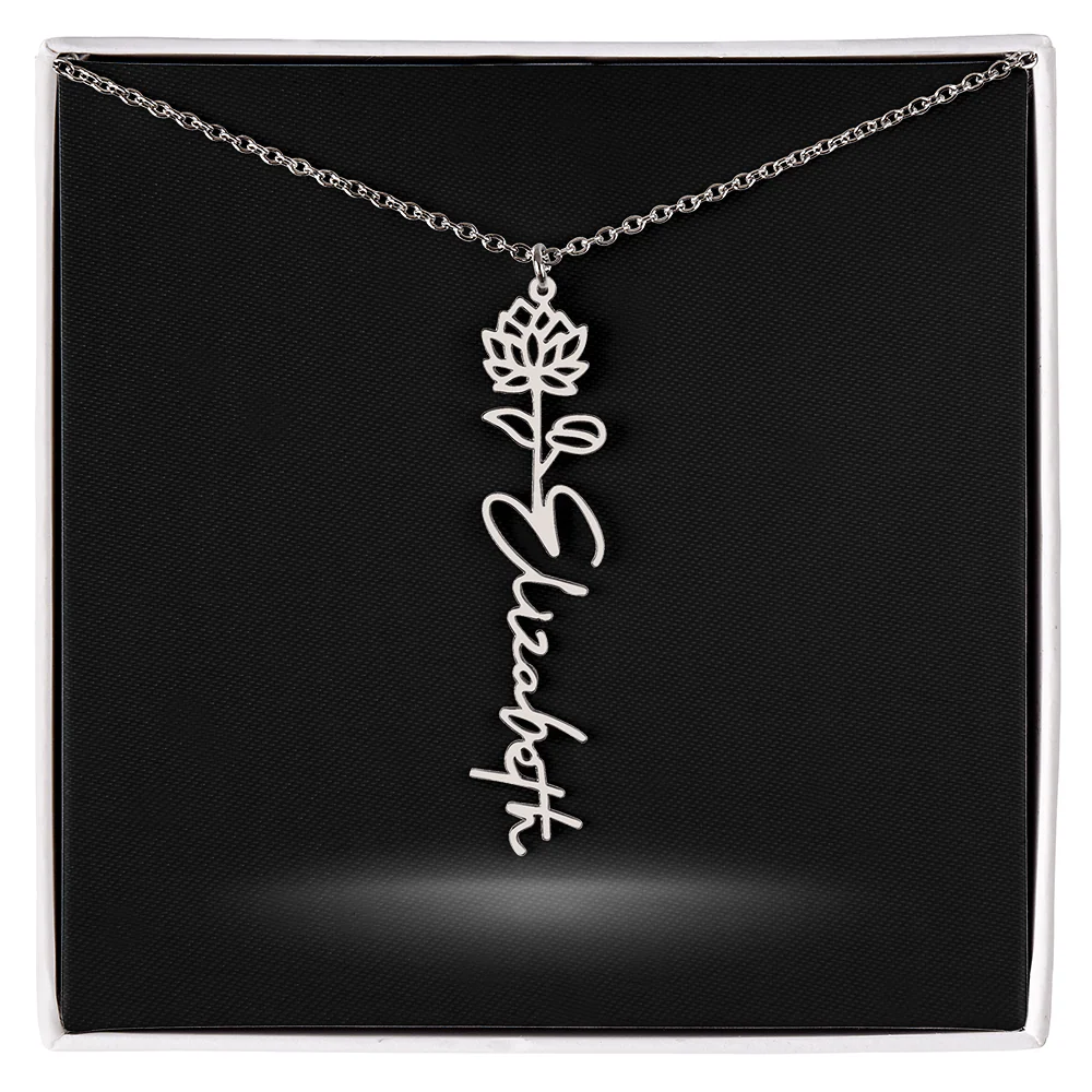 Flower Month Name Necklace and Personalized Card - Image 8