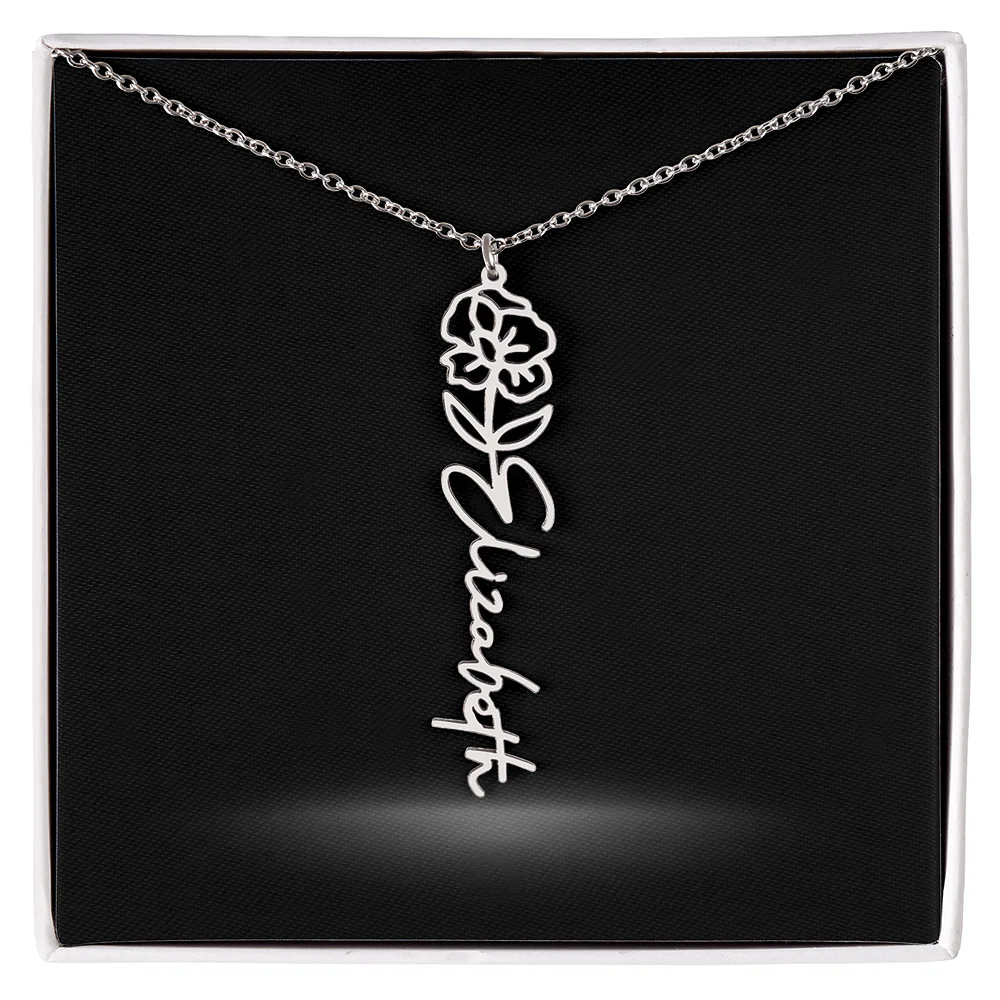 Flower Month Name Necklace and Personalized Card - Image 9