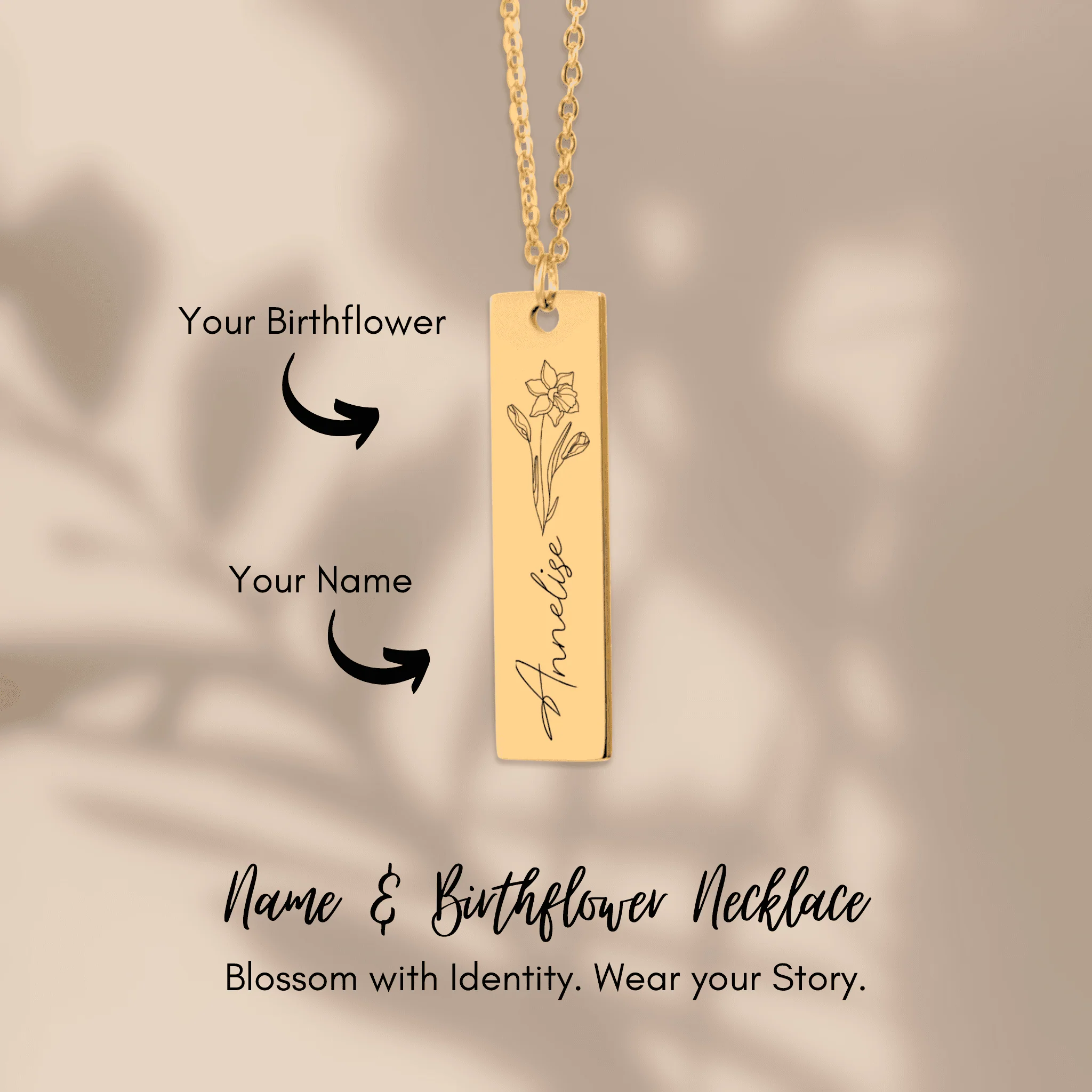 Name & Birthflower Necklace  + - Image 7