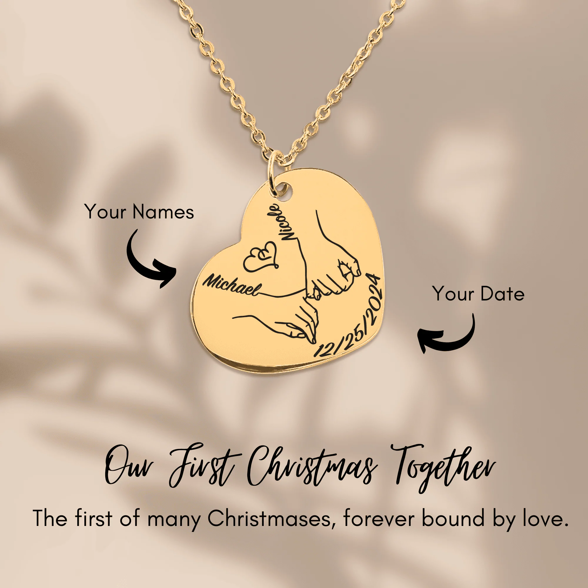 Our first christmas together Heart Necklace  + - Image 6