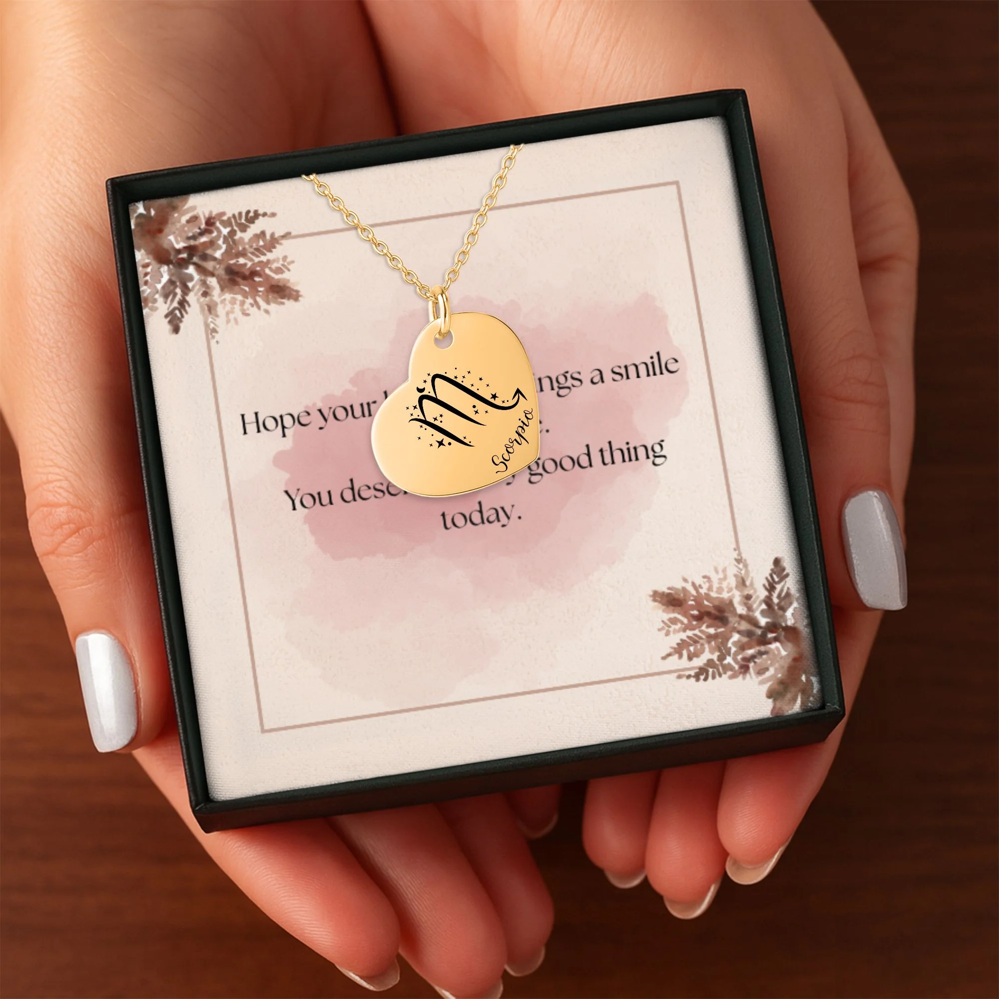 Zodiac Signs Heart Necklace Gift with Custom Message Card  + - Image 8